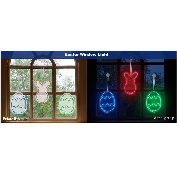 Easter Light Up Neon Sign 3 Piece Set Easter Decor - Picture 2 of 6